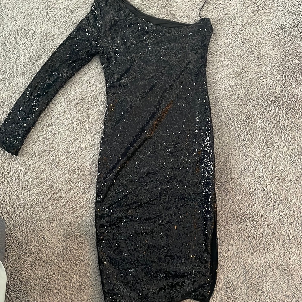 Sequence, one shoulder above the knee dress